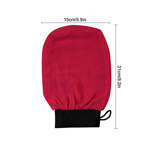 IWILCS 4PCS Guantes Exfoliantes, Guantes de Ducha Exfoliantes de Baño, Manoplas Exfoliantes para Brazos, Piernas, para Descamación, Exfoliante (Negro, Naranja, Marrón, Rojo Rosa)