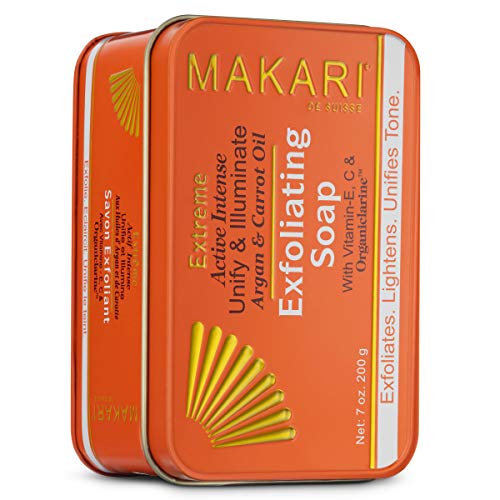 Jabón en Barra de Zanahoria y Aceite de Argán de 7oz de la Línea Makari Extreme – Jabón Anti-edad que Exfolia y Aclara la Piel con Organiclarina™ – Tratamiento Blanqueador para Hiperpigmentación