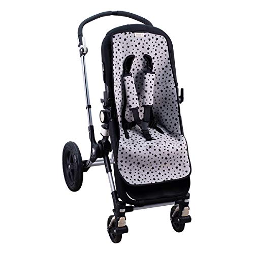 JANABEBE Funda Colchoneta para Cochecito + Arneses (Black Star)