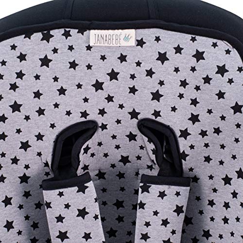 JANABEBE Funda Colchoneta para Cochecito + Arneses (Black Star)
