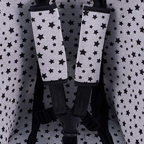 JANABEBE Funda Colchoneta para Cochecito + Arneses (Black Star)