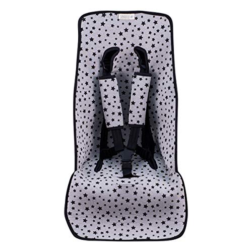 JANABEBE Funda Colchoneta para Cochecito + Arneses (Black Star)