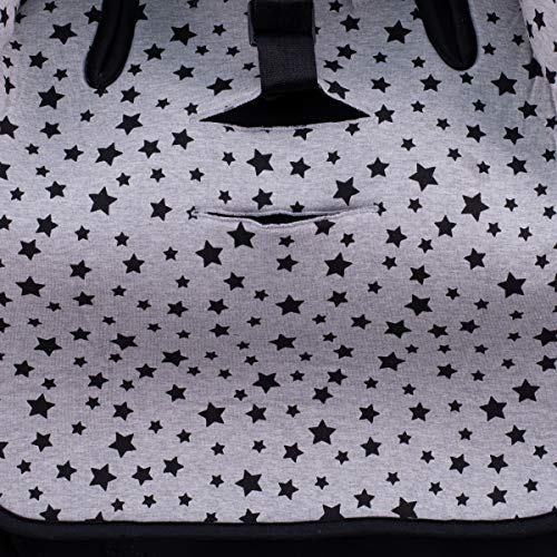 JANABEBE Funda Colchoneta para Cochecito + Arneses (Black Star)