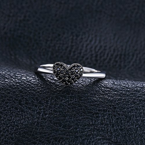 JewelryPalace Corazón Espinela Negro Anillos Mujer Plata, Anillos Plata de ley 925 Mujer Chapado en Oro, Anillos Niñas Promiso Anillo Mujer Alianzas, Aniversario, Joyería Personalizada