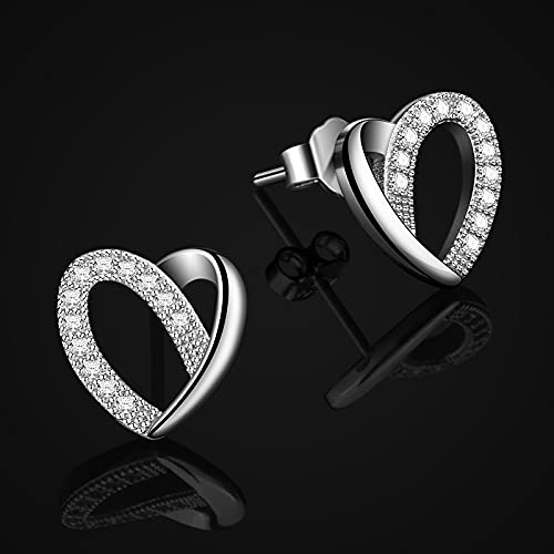 Jewlldeen Pendientes Mujer Plata de Ley 925 Corazón ''Me gustas'' con Para Regalo Originales