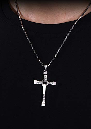 JinYu Collar con colgante de cruz de Dominic Toretto Vin Diesel para hombre con caja