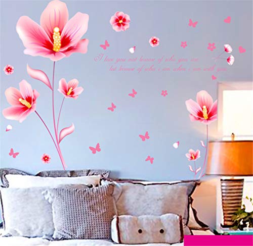 JKJND Engomadas De La Pared De La Pared De Tv Pegatinas De Pared Decorativos Pintura De Color Rosa Fragante Florido Etiqueta De La Pared Del Sofá Del Dormitorio De La Pared