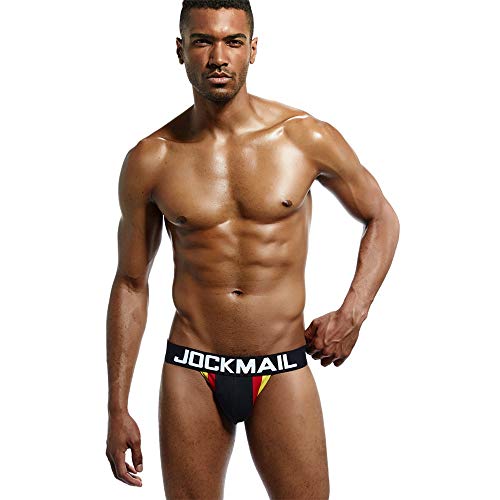 JOCKMAIL Ropa Interior para Hombre Sexy suspensorio Tangas para Hombre Slip Transpirable para Hombre (M, Negro)