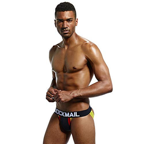 JOCKMAIL Ropa Interior para Hombre Sexy suspensorio Tangas para Hombre Slip Transpirable para Hombre (M, Negro)