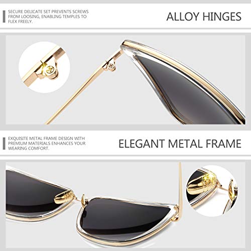 Joopin Gafas de Sol Mujer Grandes Ojos de Gato Estilo Retro Vintage Moda Sunglasses Cateye Women Oversize Marco Metálico UV400 Protección Leopardo
