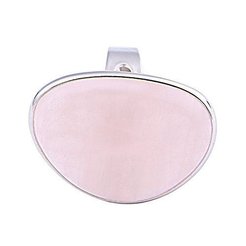 Kcnsieou Lindo diseño moderno señora rosa cuarzo corazón amor anillo ajustable joyería 1.4x1.1\