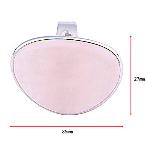 Kcnsieou Lindo diseño moderno señora rosa cuarzo corazón amor anillo ajustable joyería 1.4x1.1\