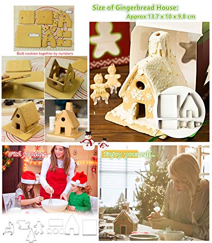 KeepingcooX Juego de cortador de galletas 3D Christmas Gingerbread House | Trineo, alces, hombre de pan de jengibre | Holiday Cutouts Cutters Kit | Caja de regalo colorida de acero inoxidable