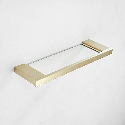 Kelelife 55 cm Estante de Baño para Cosméticos, Estante Vidrio con Marco de Oro Mate
