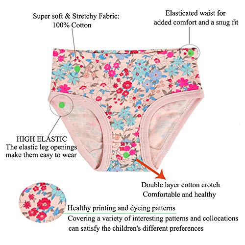 Kidear Serie de Calzón Suave de Algodón Calzoncillo para Niñas (Paquete de 8) (Estilo1, 2-3 Años)