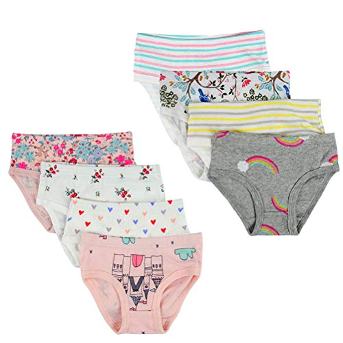 Kidear Serie de Calzón Suave de Algodón Calzoncillo para Niñas (Paquete de 8) (Estilo1, 2-3 Años)