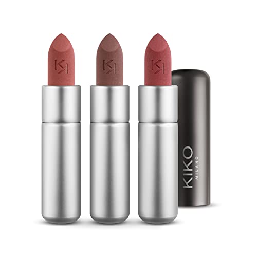 KIKO Milano Powdery Lip Set - Set De Maquillaje: 3 Labiales De Acabado Mate Empolvado
