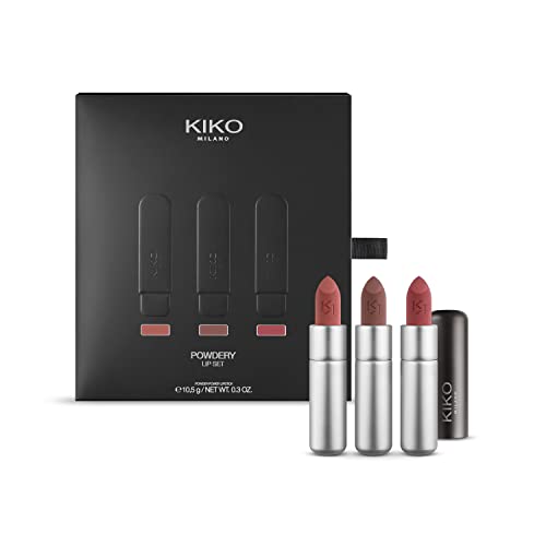 KIKO Milano Powdery Lip Set - Set De Maquillaje: 3 Labiales De Acabado Mate Empolvado