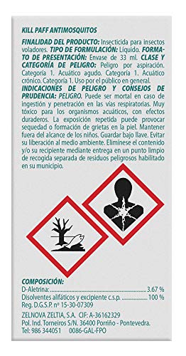 KILL-PAFF | Insecticida Eléctrico | Antimosquitos| Eficaz Contra Mosquito Tigre y Transmisores de Enfermedades Tropicales | Sin Olor|135 Noches de Protección