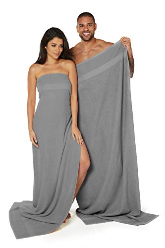 Kingsley Home - Sábanas de baño extra grandes de 2 piezas, suave, muy duradero, 100% algodón, de calidad, compuesto de: 2 toallas de baño Jumbo de 180 x 90 cm (gris tardío)