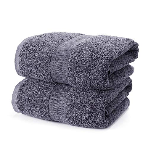 Kingsley Home - Sábanas de baño extra grandes de 2 piezas, suave, muy duradero, 100% algodón, de calidad, compuesto de: 2 toallas de baño Jumbo de 180 x 90 cm (gris tardío)