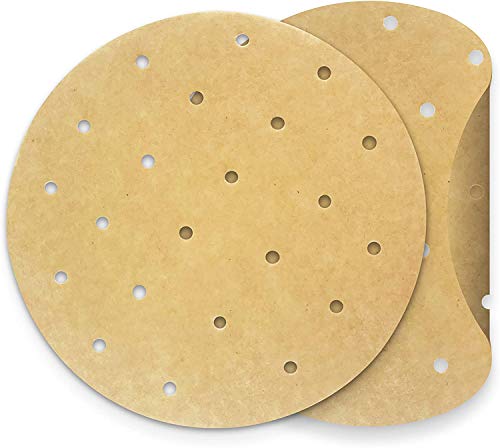 KITCHENATICS Papel de Horno no Blanqueado Antiadherente, Papel de Hornear Redondo Perforado para Freidora, Bandeja, Vaporizador, Horno o Parrilla, no Encerado, 22,9 CM, 150 Hojas de Papel Precortado
