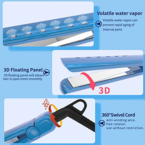 K&K Plancha de Pelo Delgada 2 en 1, Para Usar en Cabello Seco o Húmedo, Placa de Espejo de Titanio, Longitudes de 120 mm, Tecnología MCH, Adecuada Para Todo Tipo de Cabello, Doble Tensión, 26 mm