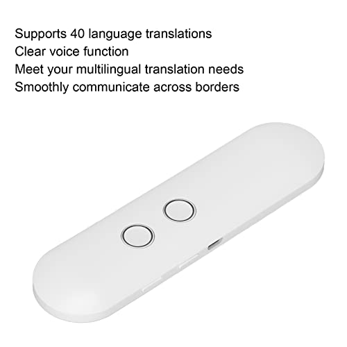 Kudoo Traductor Voz Inteligente Dispositivo Traducción Voz Traductor Portátil 40 Idiomas Bluetooth AI Traducción Bidireccional en Tiempo Real para Viajes Al Extranjero Trabajo de Estudio(Blanco)