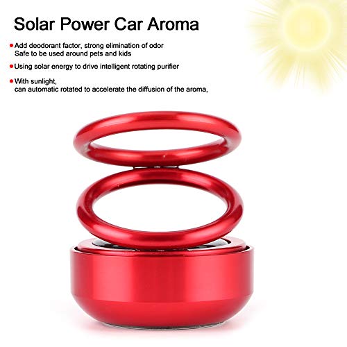 KUIDAMOS Soporte de aromaterapia de Olor de energía Solar Durable Elegante Difusor de Fragancia Duradero Difusor de Aroma Giratorio para exudar Fragancia Natural para el automóvil(Red)