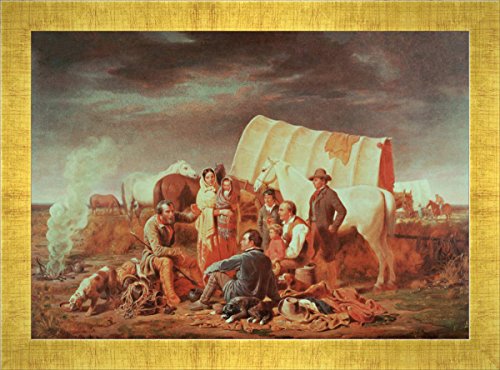 Kunst für Alle ' – Fotografía enmarcada de William Tylee Ranney Advice on The Prairie, de impresión handgefertigten imágenes de Marco, 40 x 30 cm, Oro Raya