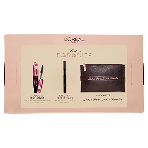 La orèal Paris Edición Limitada navidad Lost en Paradise paquete regalo de navidad Pochette con máscara Miss Manga + Delineador de ojos Slim Negro
