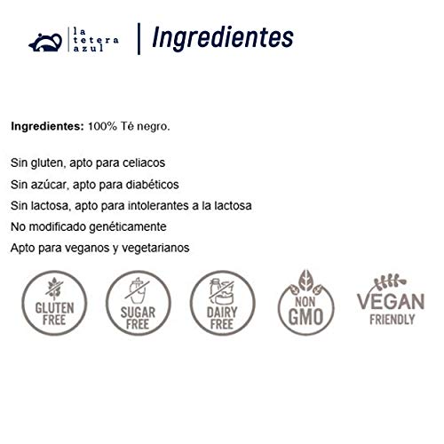 LA TETERA AZUL Té Negro English Breakfast Premium. Infusión Estimulante. Bote A Granel De 115 Gramos Para 46 Infusiones.