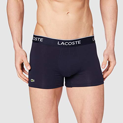 Lacoste 5H3389 Boxer Corto para Hombre, Marine/Rouge-Methylene, M (Pack de 3)
