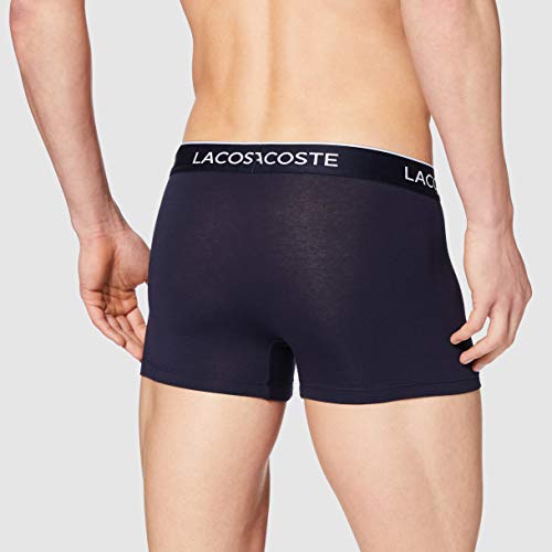 Lacoste 5H3389 Boxer Corto para Hombre, Marine/Rouge-Methylene, M (Pack de 3)
