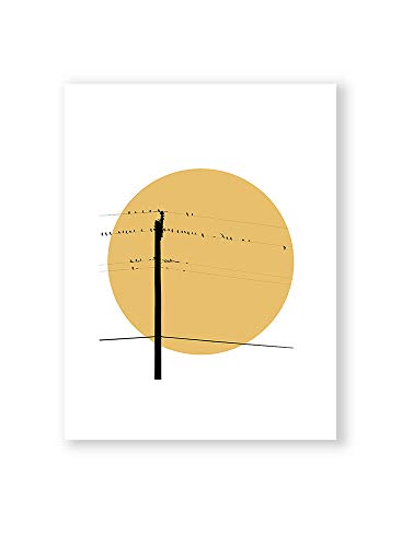 Láminas Decorativas para enmarcar colección Birds AT Sunset | Póster Pájaros Relajante Sunmer Sunset | Varios Tamaños … (Sin Marco, 50 x 70 cm)