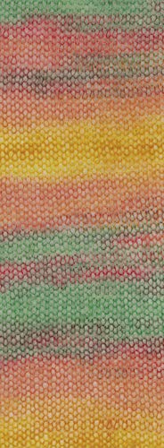 Lana Grossa Silkhair Haze Print 1211 - Jade/salmón/marrón/amarillo/ámbar