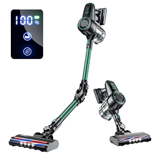 Laresar Aspiradora sin Cable, 25 KPa Aspiradora Escoba sin Cable, Batería extraíble, hasta 35 Minutos, Pantalla Digital, Taza de Polvo de 1,5 litros, para Casa & Mascotas (Elite 2)