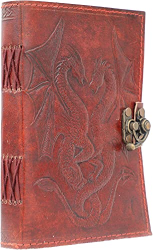 Le Cuir Diario de cuero grabado en relieve con cierre de bloqueo, cuaderno de dibujo y cuaderno de escritura, sin forro