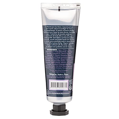 Les Petits Bains Crema de Manos con Extracto de Lavanda Orgánico - Crema Reparadora y Nutritiva para Piel Seca y Manos Agrietadas - Cuidado Hidratante de Manos de Origen Francés - Pomada de 50mL