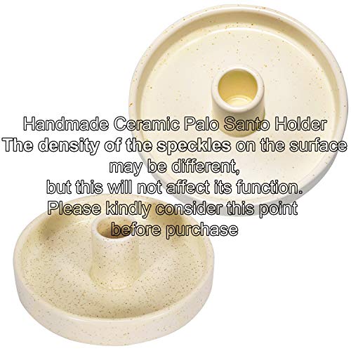 Lestino Palo Santo, quemador de incienso de cerámica para madera de Palo Santo o varillas de incienso perfumadas, color beige