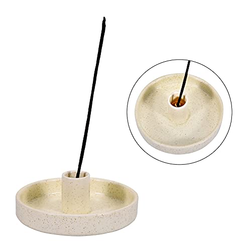 Lestino Palo Santo, quemador de incienso de cerámica para madera de Palo Santo o varillas de incienso perfumadas, color beige