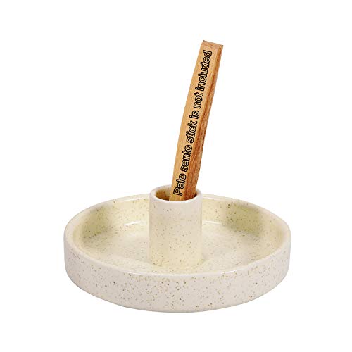 Lestino Palo Santo, quemador de incienso de cerámica para madera de Palo Santo o varillas de incienso perfumadas, color beige