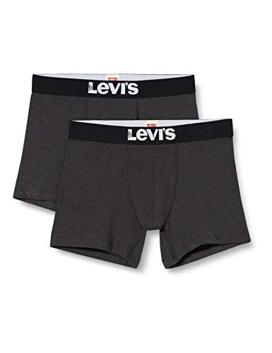 Levi's Men's Solid Basic Boxers (2 Pack) Bóxer, Gris Antracita, L para Hombre