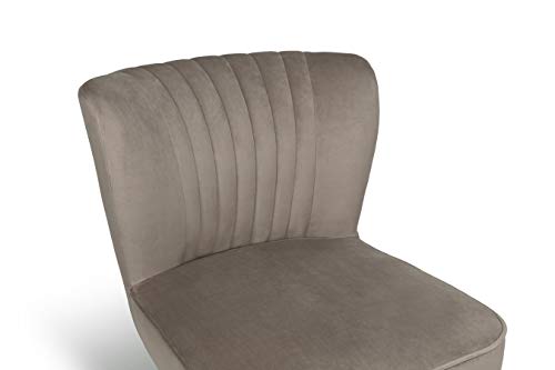 LIFA LIVING Butaca Terciopelo Color Crema, butaca de Espera, sillón tapizado Vintage, Silla con Patas de Madera, Capacidad hasta 100 kg