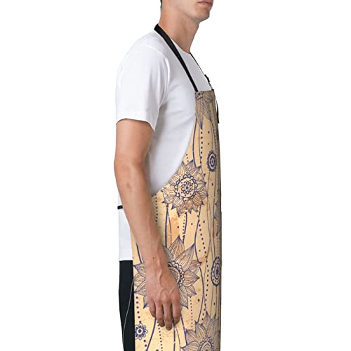 LINGF Delantal impermeable, hermosos delantales florales vintage con bolsillos, delantales de cocina de chef para mujeres y hombres