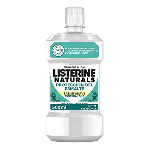 Listerine NATURALS - Enjuague Bucal, Proteccion del Esmalte, Sabor Suave, 500 ml