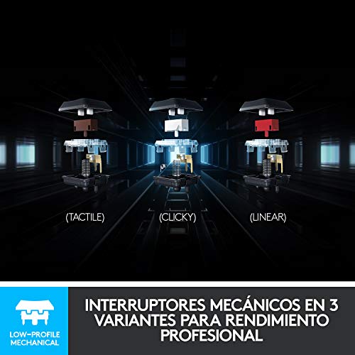Logitech G915 LIGHTSPEED Teclado Gaming Mecánico Inalámbrico con teclas GL-Táctil de bajo perfil, LIGHTSYNC RGB, Diseño ultra delgado, 30 horas de duración de la batería, Disposición QWERTY ES - Negro