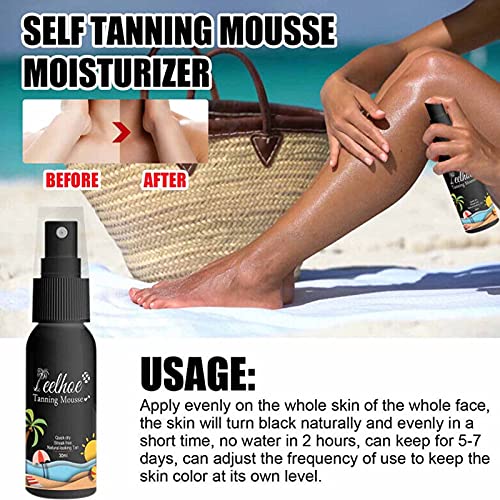 Long Lasting Sunless Tanning Self Tan Organic Mousse Body Lotion, Natural Self Tanner Gorgeous Glow, Face and Body Self Tanner for All Skin Types (30ML)