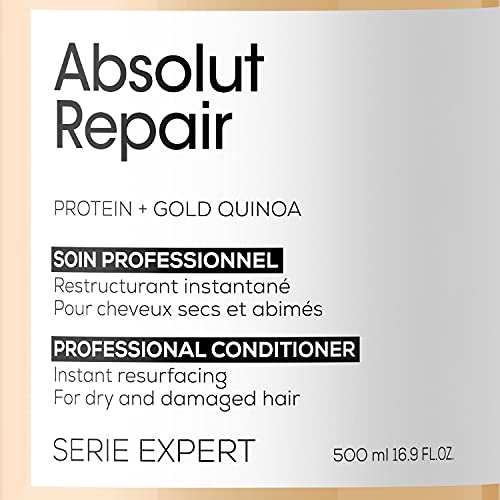L’Oréal Professionnel | Acondicionador Tratamiento Reconstructor para cabellos secos y dañados, Absolut Repair, SERIE EXPERT, 500mL
