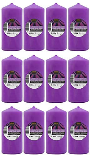 Lote 12 Velas Taco Perfumadas Lavanda Spa Grandes XXL 120 x 57 mm - Velones Aromáticos - Gran Duración (34-36 Horas) y Delicado Aroma - Aromaterapia por Velas